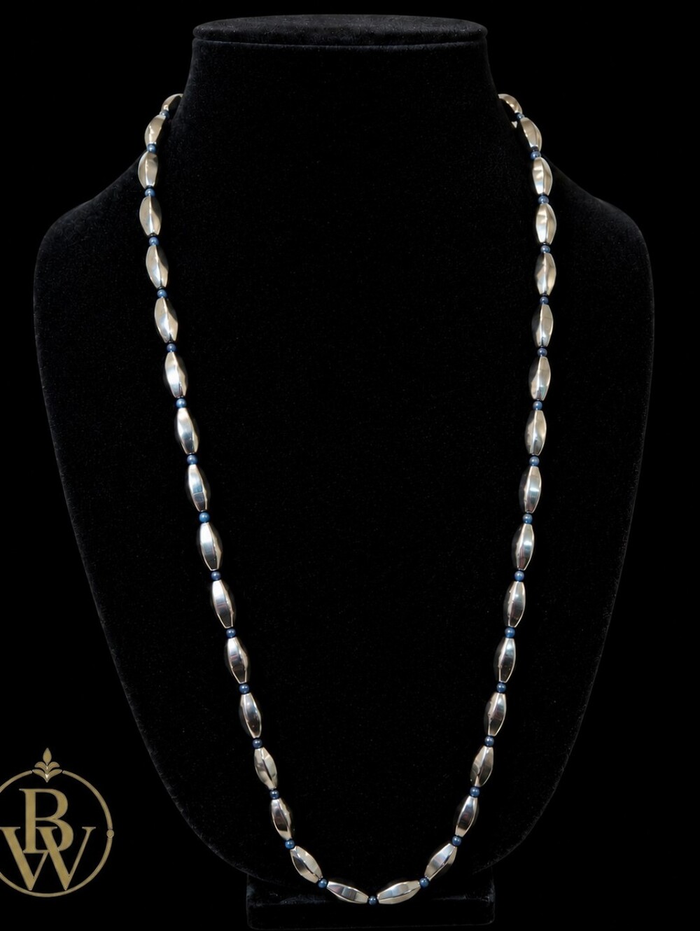 Baron Wynn Hematite And Mineral Grade Sapphire Necklace, Bracelet, Earring Set